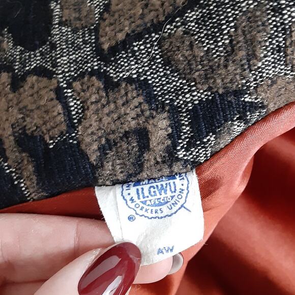 Vintage 70s Penny Lane FUR Mod Carpet Coat Sheared Beaver Damask Tapestry Hippie - Picture 14 of 16